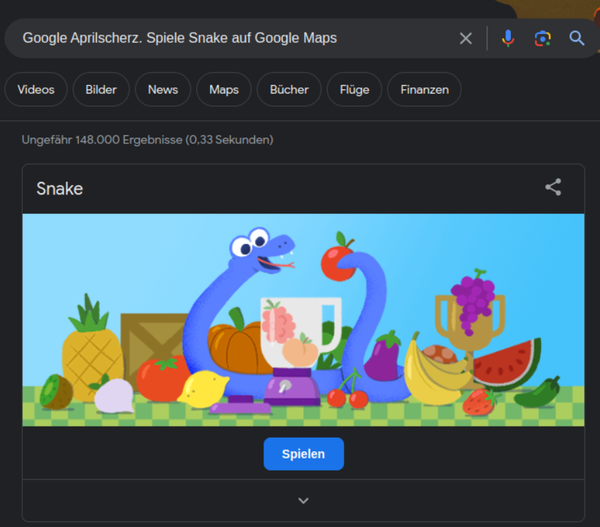 Google Aprilscherz. Spiele Snake auf Google Maps