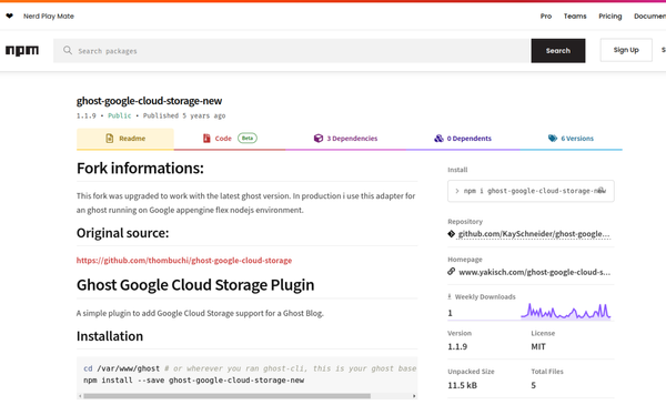 Veröffentlichung Ghost Custom Storage Adapter Google Cloud Storage